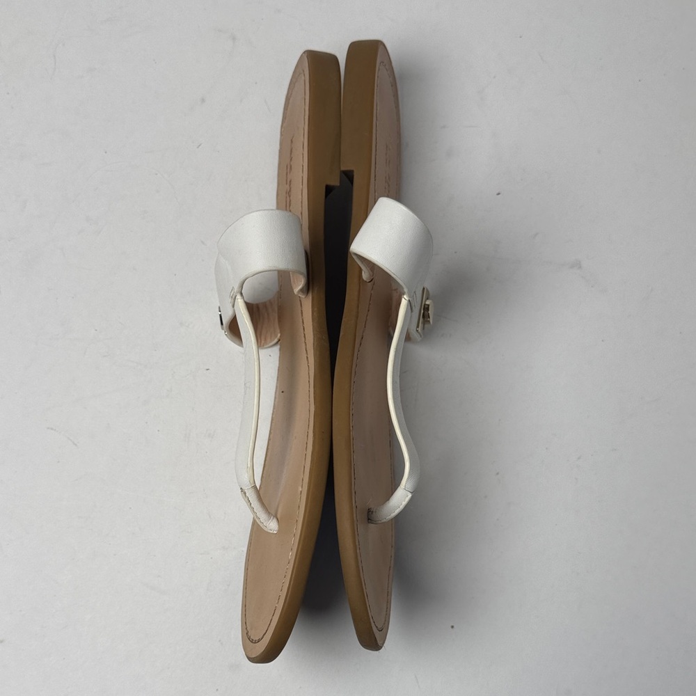 KATE SPADE Women's Castile White Leather Tan Sole Thong Toe‎ Sandals Size 8.5 - Picture 5 of 10